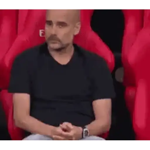 Figurinha: Pep Guardiola pensativo