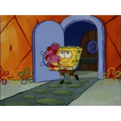 Figurinha: Bob Esponja entrega corações