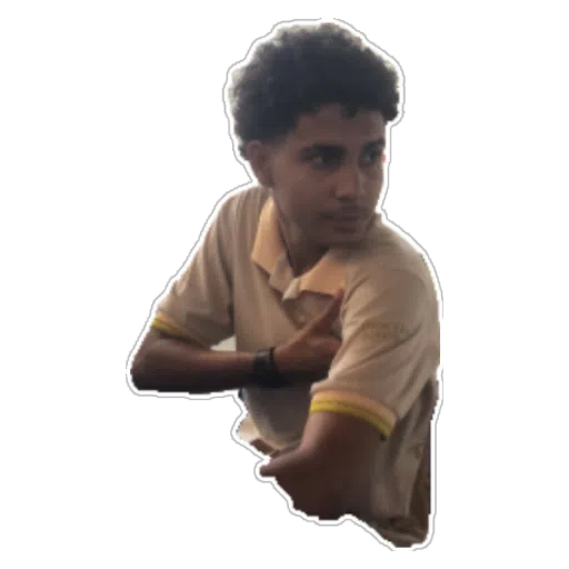 Figurinha: Jovem apontando