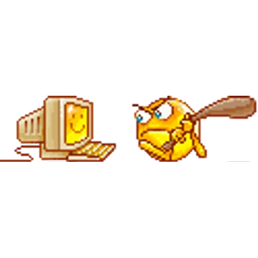 Figurinha: Emoji quebrando computador
