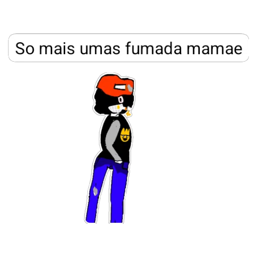 Figurinha: Personagem fumando com texto