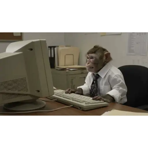 Figurinha: Macaco Trabalhando no Escritório