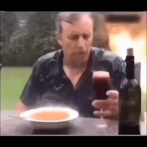 Figurinha: Homem comendo sopa
