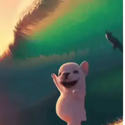 Figurinha: Cachorrinho dancando na praia