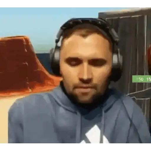 Figurinha: Gamer com fones expressando emoção