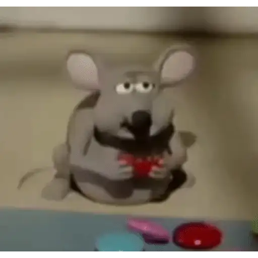Figurinha: Rato comendo morango