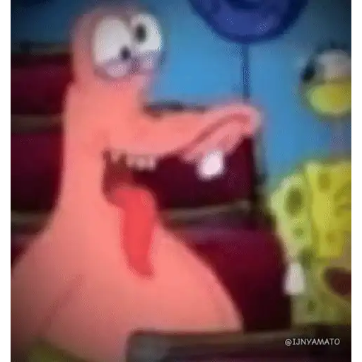 Figurinha: Patrick com língua para fora em glitch