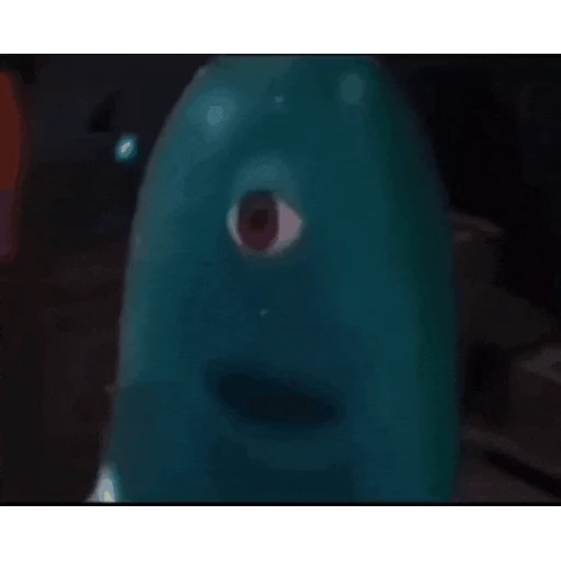 Figurinha: Monstro azul assustado com falha na TV