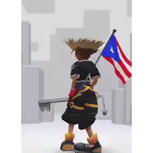 Figurinha: Sora com a bandeira de Porto Rico