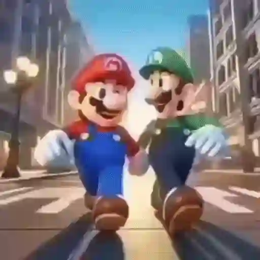 Figurinha: Mario e Luigi tropeçam em casca de banan