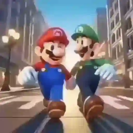 Figurinha: Mario e Luigi Correndo Juntos