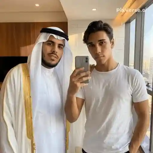 Figurinha: Dois amigos tirando uma selfie
