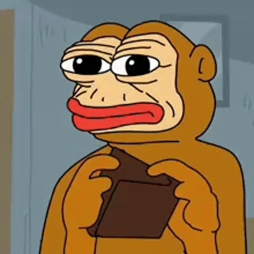Figurinha: Pepe macaco com carteira vazia