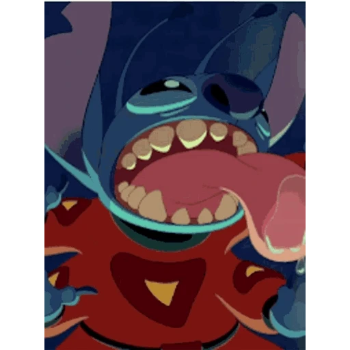 Figurinha: Stitch de boca aberta lambendo