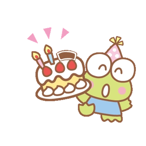Figurinha: Sapo Feliz com Bolo de Aniversário