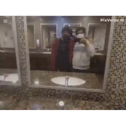 Figurinha: Casal se beijando no espelho