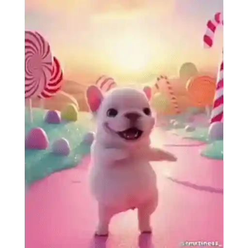 Figurinha: Cachorrinho Dançarino no Mundo Doce
