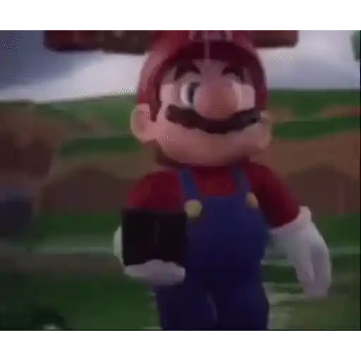 Figurinha: Mario triste no celular
