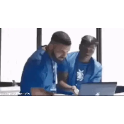 Figurinha: Drake e colega trabalhando