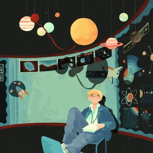 Figurinha: Jovem em viagem espacial