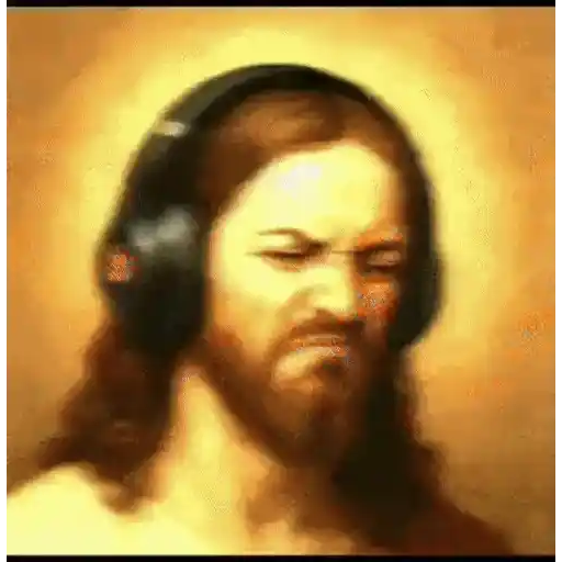 Figurinha: Jesus e Lincoln ouvindo música
