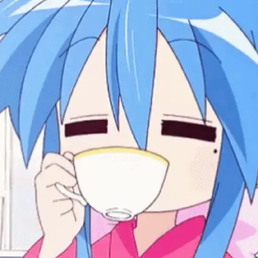 Figurinha: Konata Izumi tomando chá