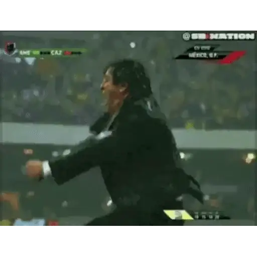 Figurinha: Treinador comemorando gol