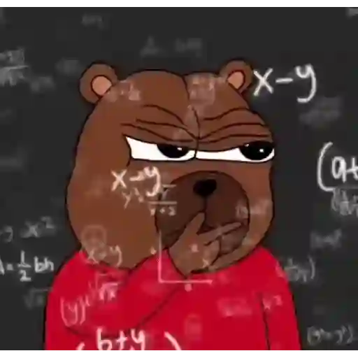 Figurinha: Urso matemático confuso