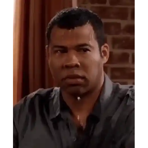 Figurinha: Jordan Peele suando