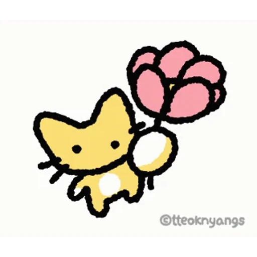 Figurinha: Gatinho com Flor