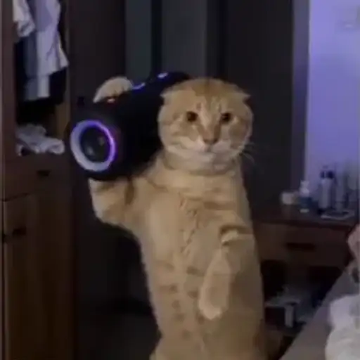 Figurinha: Gato com caixa de som