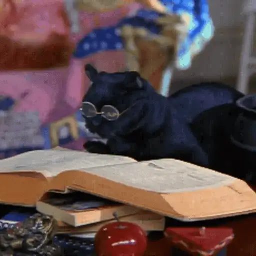 Figurinha: Salem de Sabrina aprendendo