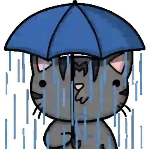 Figurinha: Gatinho na chuva