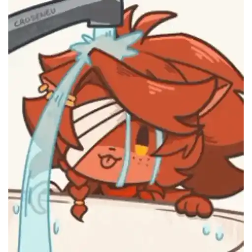 Figurinha: Gato vermelho tomando banho