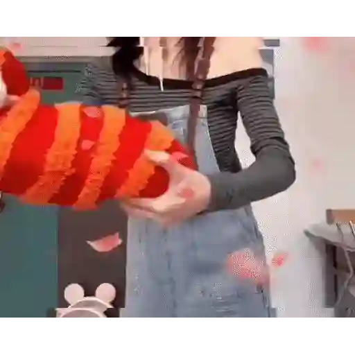 Figurinha: Gatinho fofinho em vestido de listras