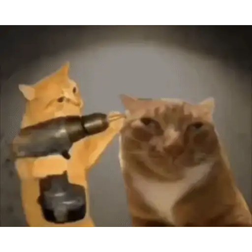 Figurinha: Gato com furadeira