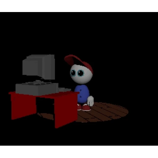 Figurinha: Personagem bravo no computador