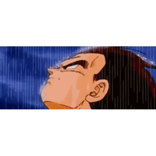 Figurinha: Vegeta chorando na chuva