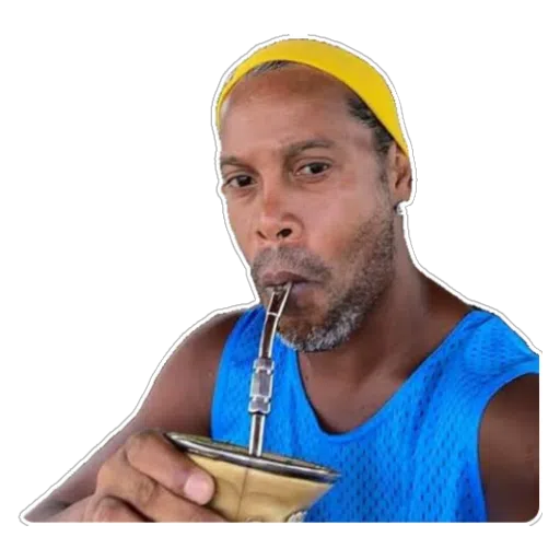 Figurinha: Ronaldinho Gaúcho tomando chimarrão
